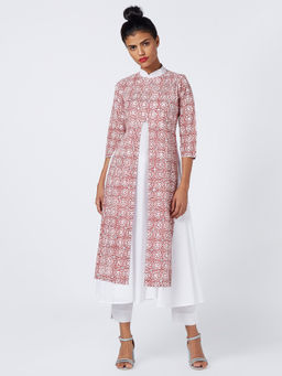 Okhai - Fresh Flowers Khadi & Cambric Layer Kurta