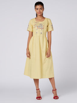 Okhai - Camel Safari Reverse Applique Cambric Dress