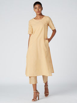 Okhai - Incense Embroidered Cotton Handloom Kurta