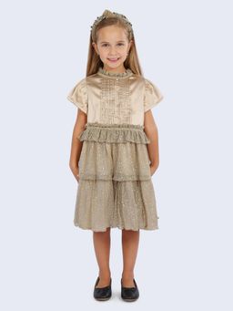 One Friday - Gold Cap Sleeves Dress