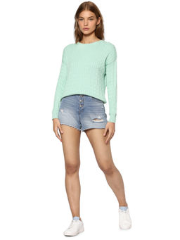 ONLY - Women Textured Blue Pullover