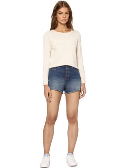 ONLY - Women Textured Off White Pullover