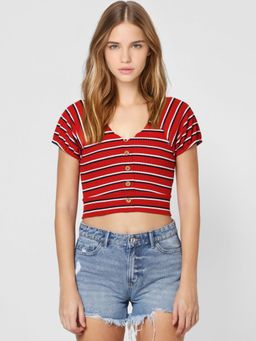 ONLY - Red Stripes Classic T-Shirt