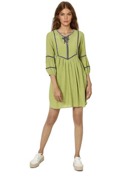 ONLY - Women Rayon Green Casual Dress