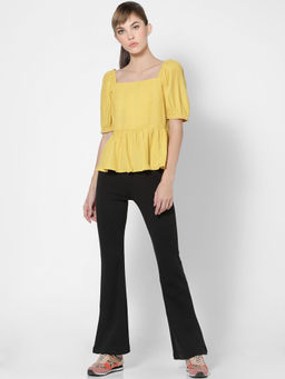 ONLY - Brown Solid Peplum Top