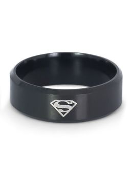 OOMPH - Black Titanium Superman Broad Fashion Ring For Men & Boys