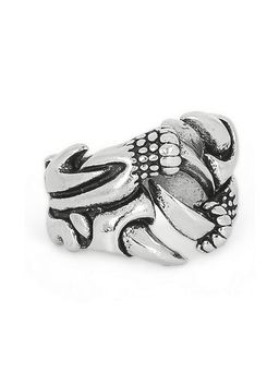 OOMPH - Silver Stainless Steel Vintage Gothic Dragon Claw Biker Fashion Ring For Men & Boys