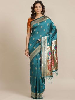 Sareemall - Green Handloom Saree Unstitched Blouse