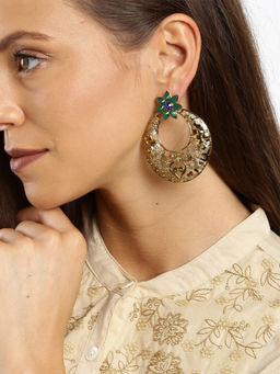 Fida - Green Floral Drop Earrings