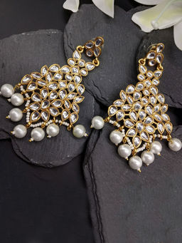 Fida - Gold Pakeeza Kundan Drop Earrings