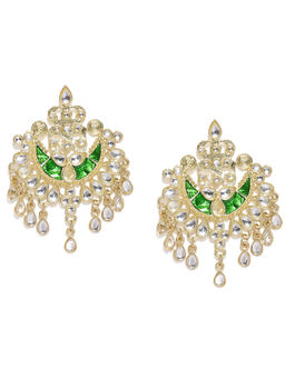 Fida - Green Gold Orb Kundan Drop Earrings