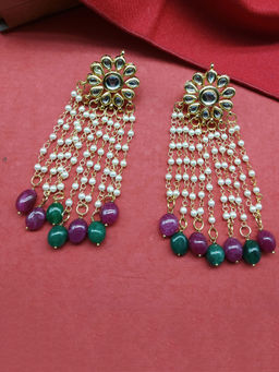 Fida - Gold And Kundan Floral Drop Earrings