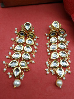 Fida - Gold Kundan Elegant Drop Earrings