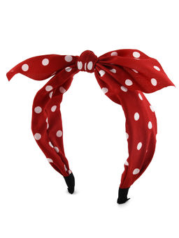 ToniQ - Bunny Ears Red Polka Printed Bow Hair Band For Girls