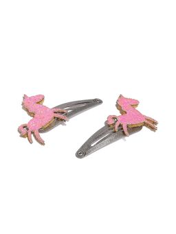 ToniQ - Kids Pink Glitter Embellished Hair Clip (Set of 2)