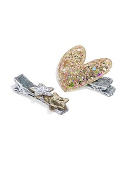 ToniQ - Kids Party Heart & Star Embellished Alligator Hair Clip (Set of 2)