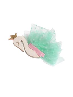 ToniQ - Kids Party Handmade Tulle Mint Green Swan Premium Hair Clip