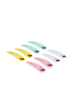 ToniQ - Kids Multi-Color Bow Printed Tic Tok Hair Clip (Set of 8)