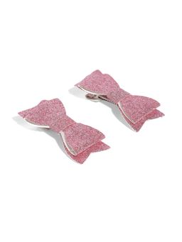 ToniQ - Kids Baby Pink Glitter Embellished Bow Alligator Hair Clip (Set of 2)