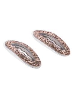 ToniQ - Kids Gold Glitter Embellished Oval Shaped Tic Tac Hair Clip (Set of 2)