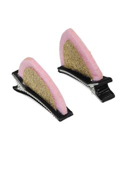 ToniQ - Kids Multi-Color Embellished Handmade Cat Ear Hair Clip (Set of 2)
