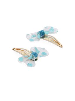 ToniQ - Kids Blue Polka Dotted Tic Tac Hair Clip (Set of 2)