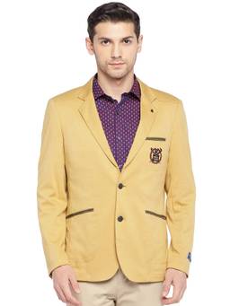 Turtle - Yellow Casual Self Design Blazer