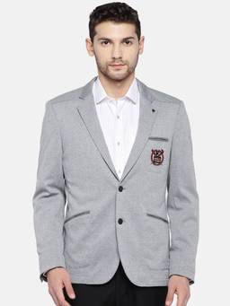 Turtle - Grey Casual Self Design Blazer