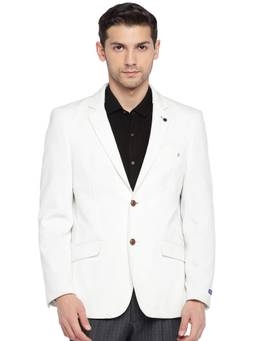 Turtle - White Casual Self Design Blazer