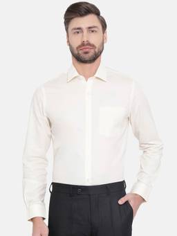 Turtle - Poplin Cream Solid Formal Shirt