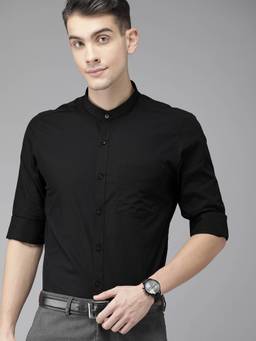 Turtle - Black Solid Formal Shirt