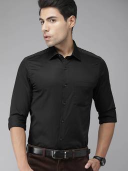 Turtle - Black Solid Formal Shirt