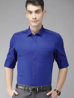 Turtle - Blue Solid Formal Shirt