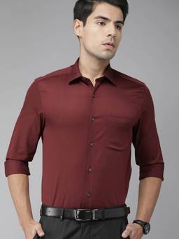 Turtle - Maroon Solid Formal Shirt