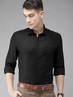 Turtle - Black Solid Formal Shirt