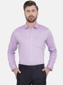 Turtle - Purple Oxford Self Design Formal Shirt