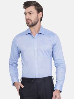 Turtle - Blue Oxford Solid Formal Shirt