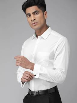 Turtle - White Solid Formal Shirt