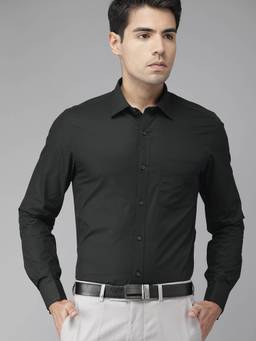 Turtle - Black Solid Formal Shirt