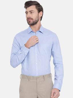 Turtle - Sky Blue Self Design Formal Shirt