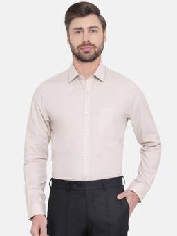 Turtle - Beige Self Design Formal Shirt