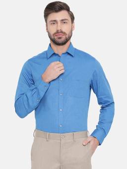 Turtle - Blue Solid Formal Shirt