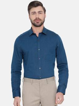 Turtle - Blue Solid Formal Shirt
