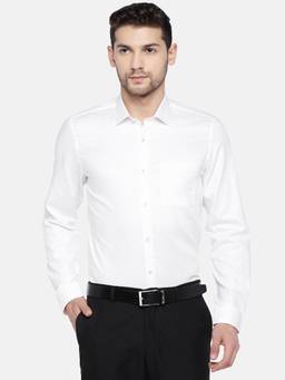 Turtle - White Self Design Formal Shirt