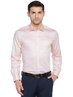 Turtle - Peach Checked Formal Shirt