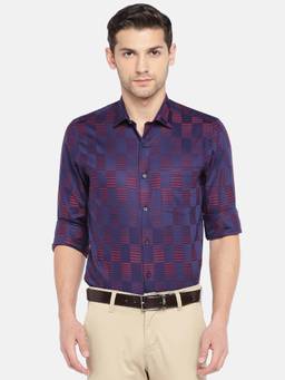 Turtle - Navy Blue Printed Formal Shirt