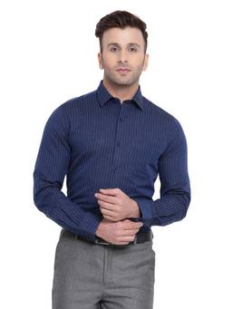 Turtle - Navy Blue Striped Formal Shirt