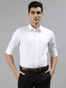 Turtle - White Solid Formal Shirt