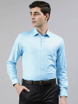 Turtle - Blue Birds Eye Self Design Formal Shirt