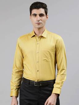Turtle - Mustard Birds Eye Solid Formal Shirt